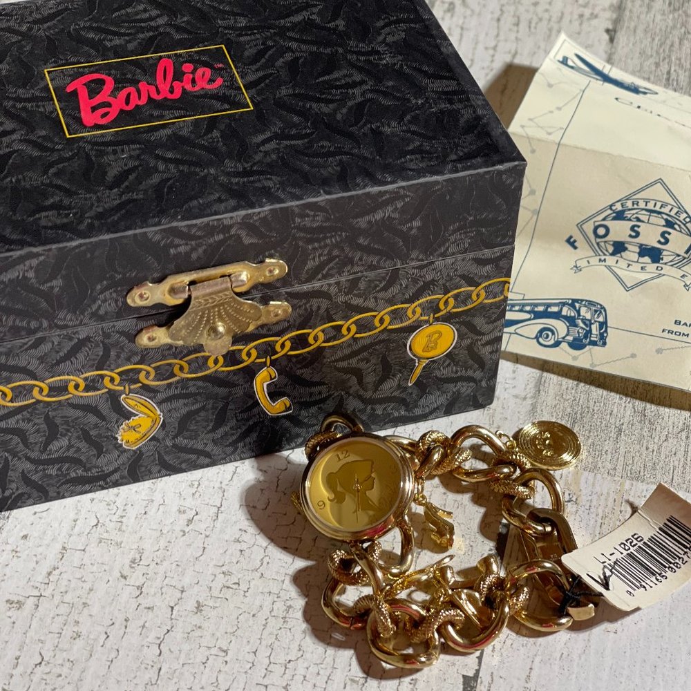 1994 CHARMING BARBIE WATCH LIMITED EDITION FOSSIL NEW W/ORIG TAG BOX & COA